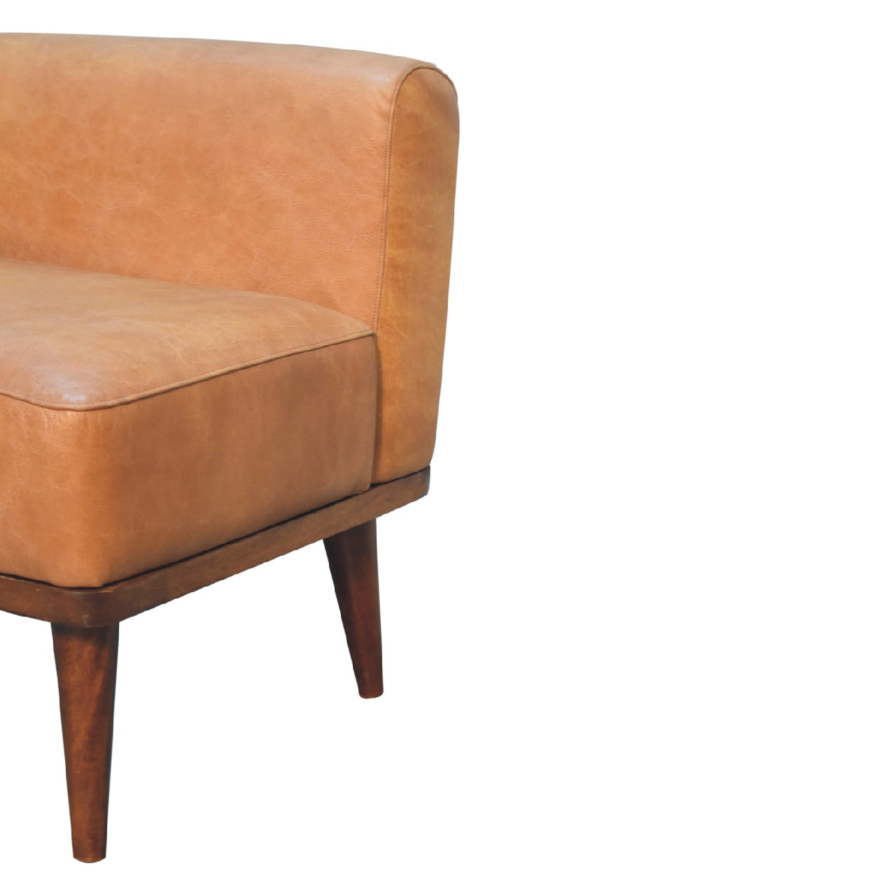 Tan Buffalo Backrest Footstool | Chestnut Solid Mango Wood