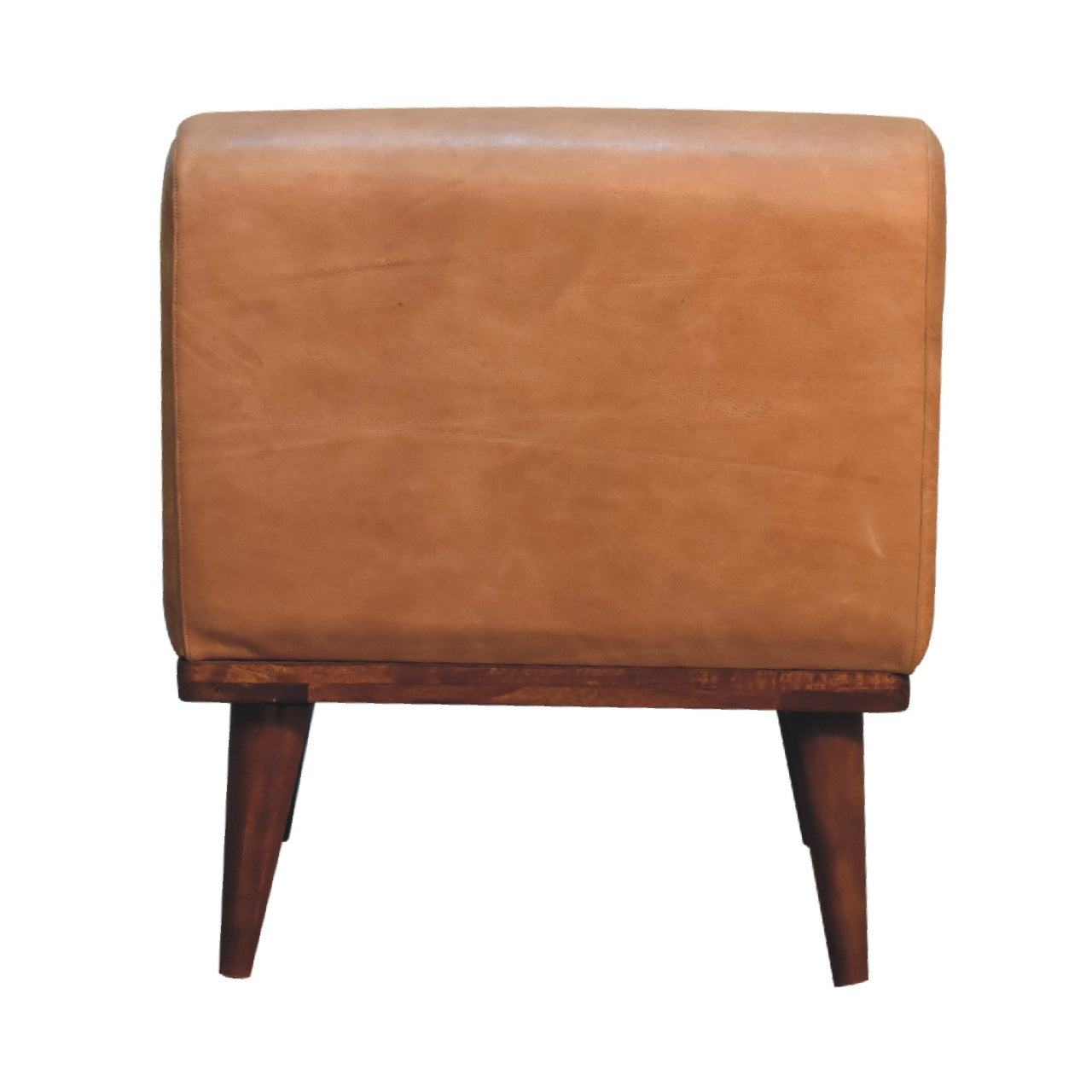 Tan Buffalo Backrest Footstool | Chestnut Solid Mango Wood