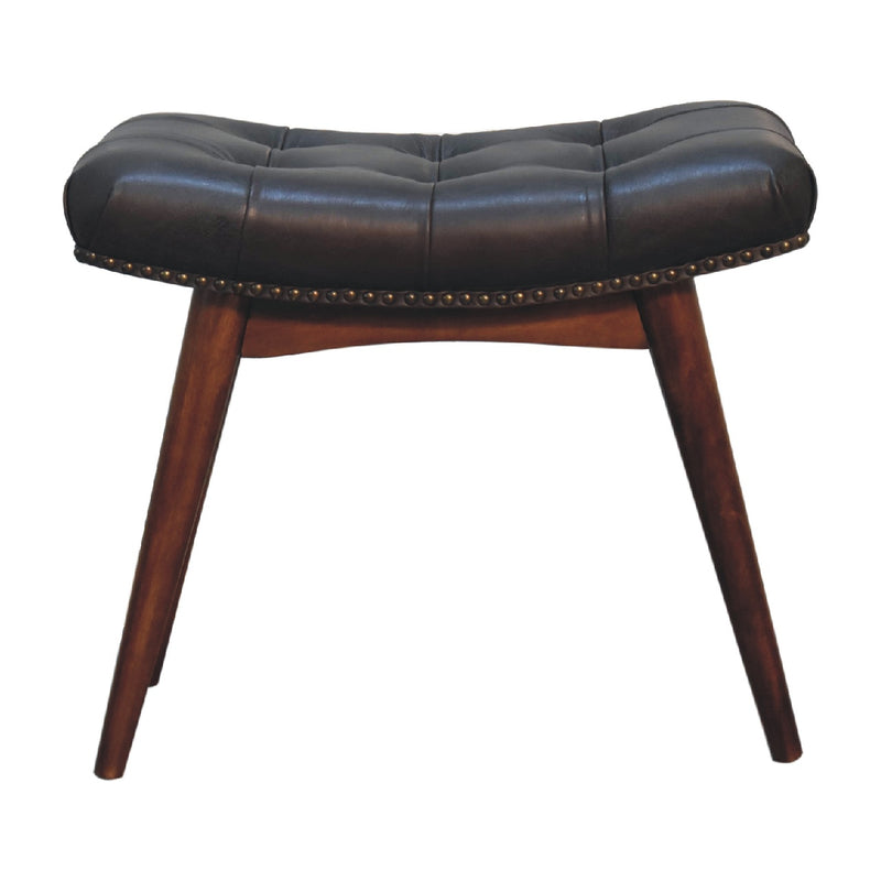Harbour Black Footstool | Buffalo Leather