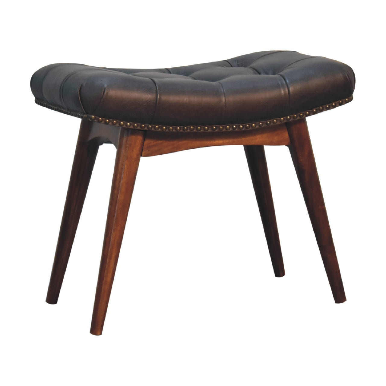 Harbour Black Footstool | Buffalo Leather