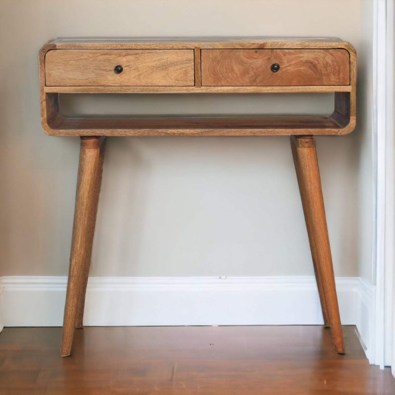 Sonata Console Table | Oak Solid Mango Wood Open Shelf