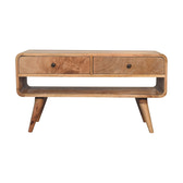 Reverse Curve Oak-ish Media Unit