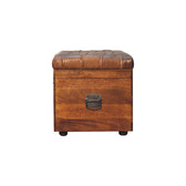 Buffalo Hide Chestnut Storage Trunk Storage Bench | Linen Hidden Storage