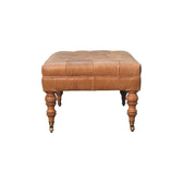 Buffalo Tan Leather Ottoman with Castor Legs Storage Bench
