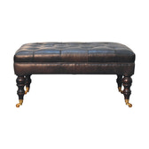 Buffalo Ash Black Leather Ottoman with Castor Legs Storage Bench