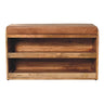 Buffalo Hide Pull out Oak-ish Shoe Storage Bench | Buffalo Leather