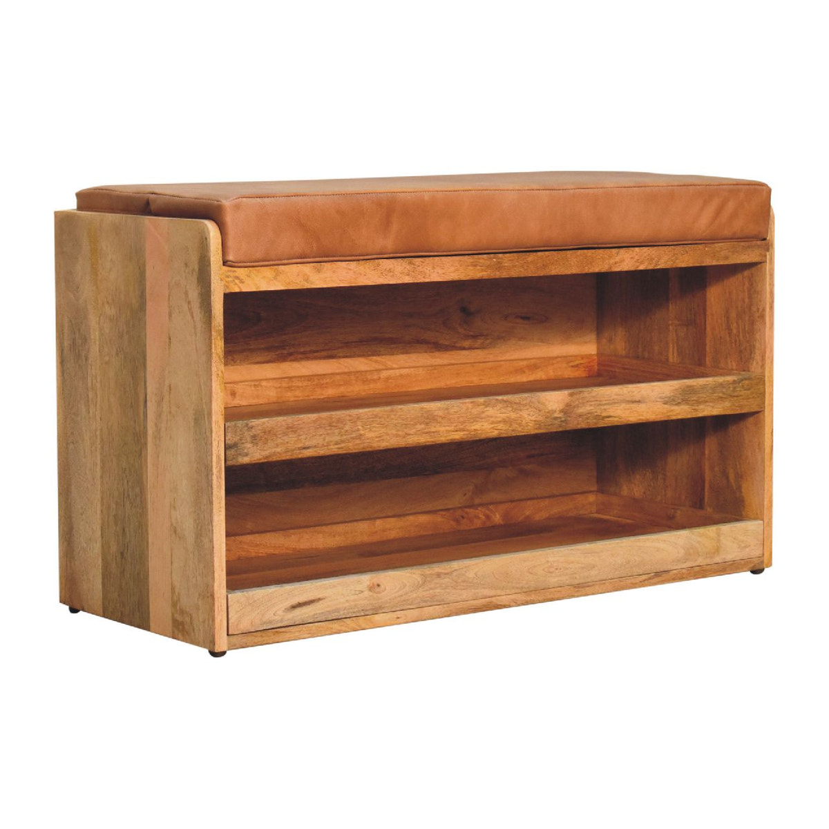 Buffalo Hide Oak-ish Shoe Storage Bench