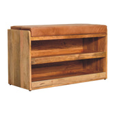 Buffalo Hide Oak-ish Shoe Storage Bench