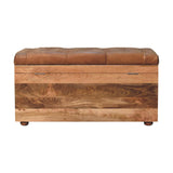 Buffalo Hide Oak-ish Storage Trunk Storage Bench | Linen Hidden Storage