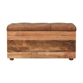 Buffalo Hide Oak-ish Storage Trunk Storage Bench | Linen Hidden Storage