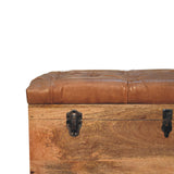 Buffalo Hide Oak-ish Storage Trunk Storage Bench | Linen Hidden Storage