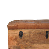 Buffalo Hide Oak-ish Storage Trunk Storage Bench | Linen Hidden Storage