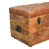 Buffalo Hide Oak-ish Storage Trunk Storage Bench | Linen Hidden Storage