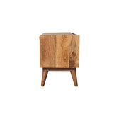 Oak-ish Bench with Tan Leather Seatpad | Chestnut