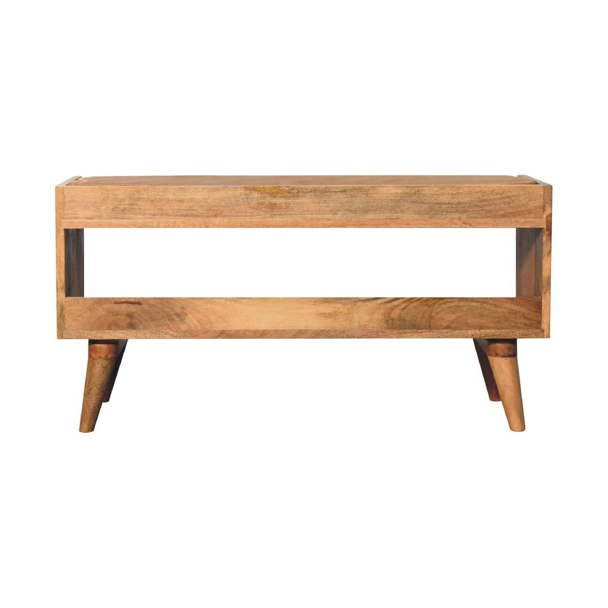 Oak-ish Bench with Tan Leather Seatpad | Chestnut