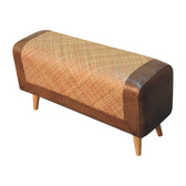 Large Seagrass Buffalo Hide Nordic Bench