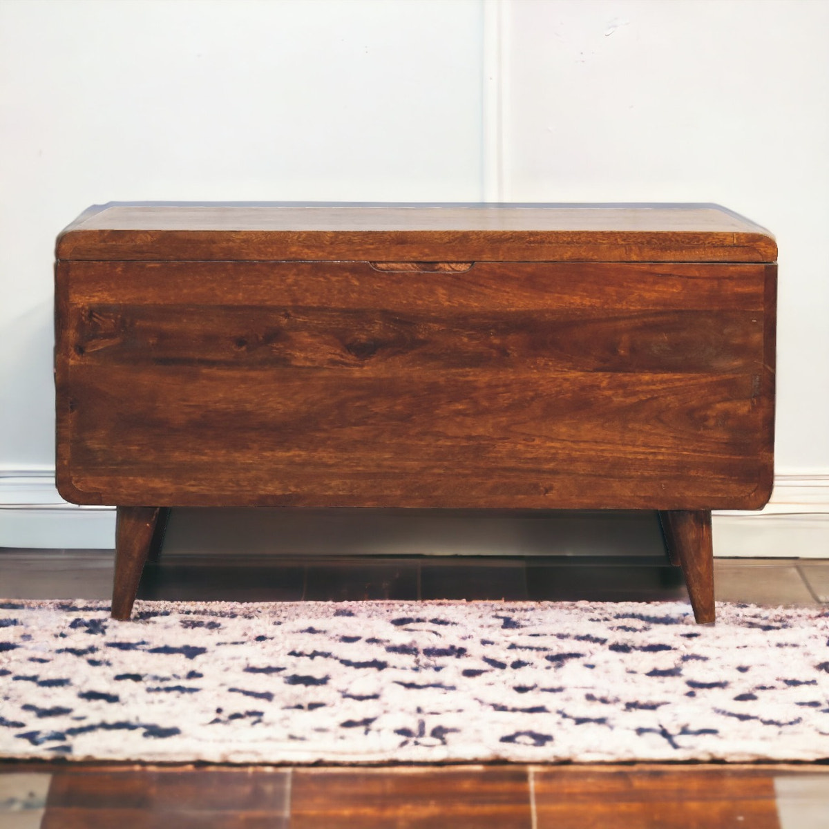 Curved Chestnut Blanket Box Storage Bench
