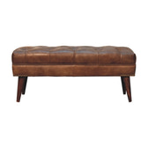 Harbour Brown Leather Bench | Chestnut