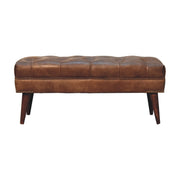 Harbour Brown Leather Bench | Chestnut