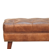 Harbour Brown Leather Bench | Chestnut