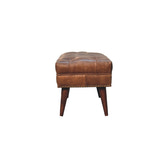 Harbour Brown Leather Bench | Chestnut