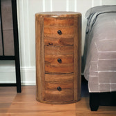 Oak-ish Drum Storage Bench