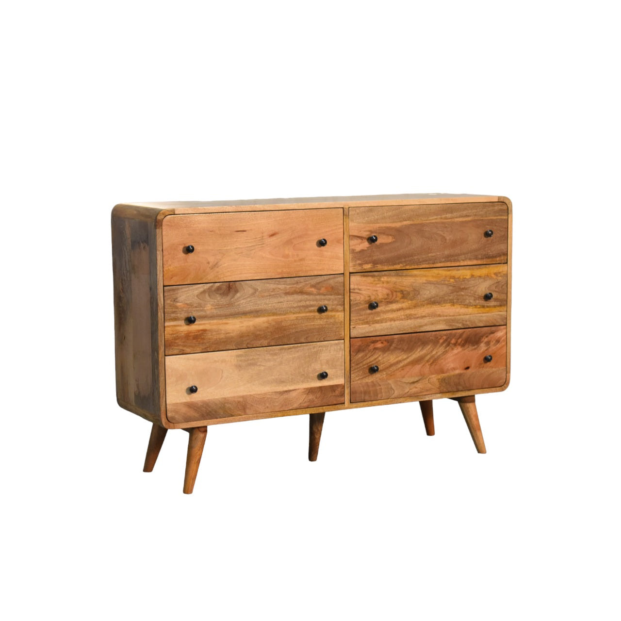Large Curved Oak-ish Chest of Drawers