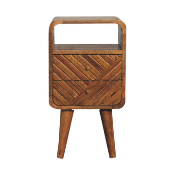 Mini Lille Curved Bedside Table | Oak Solid Mango Wood Open Shelf