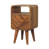 Mini Lille Curved Bedside Table | Oak Solid Mango Wood Open Shelf