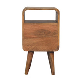Mini Lille Curved Bedside Table | Oak Solid Mango Wood Open Shelf