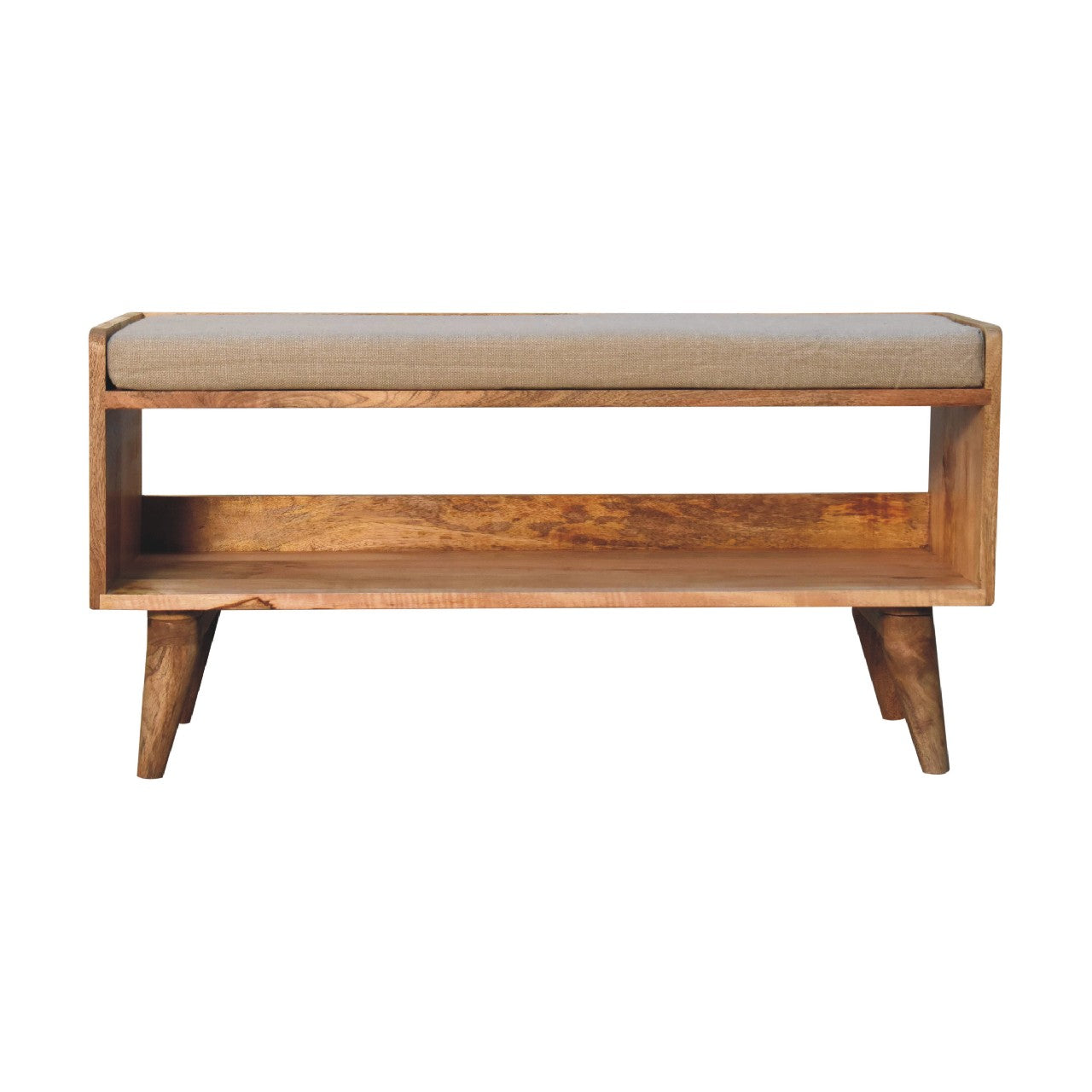 Oak-ish Nordic Storage Bench With Mud Linen | Hidden Storage
