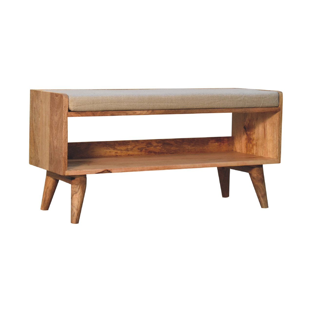 Oak-ish Nordic Storage Bench With Mud Linen | Hidden Storage