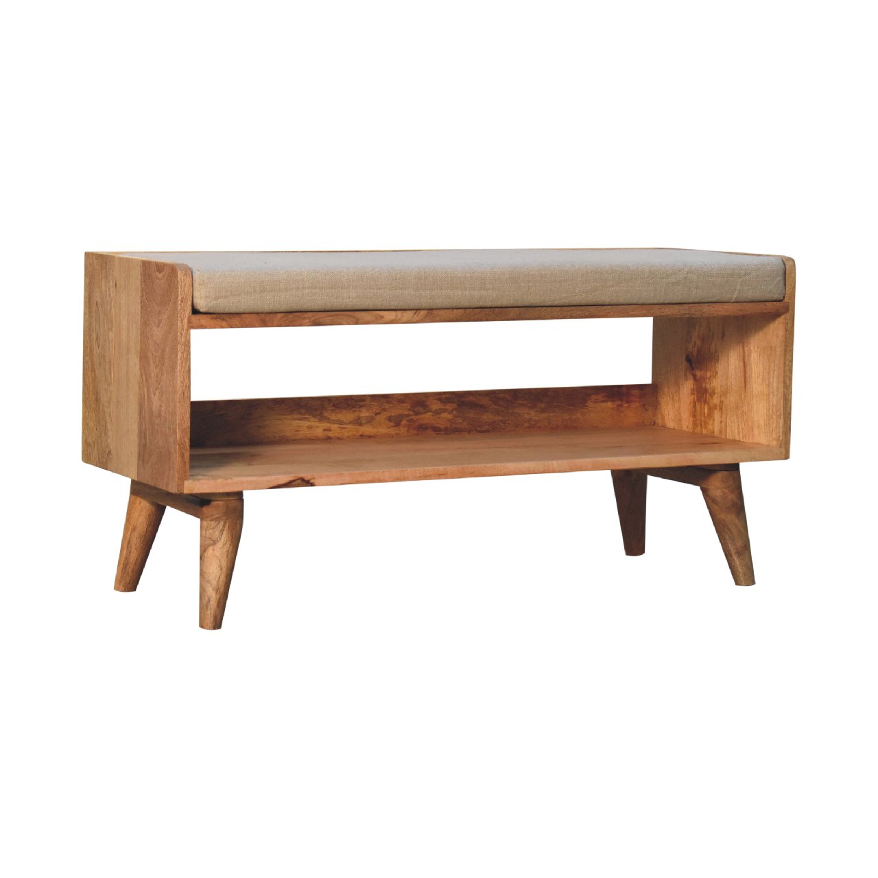 Oak-ish Nordic Storage Bench With Mud Linen | Hidden Storage