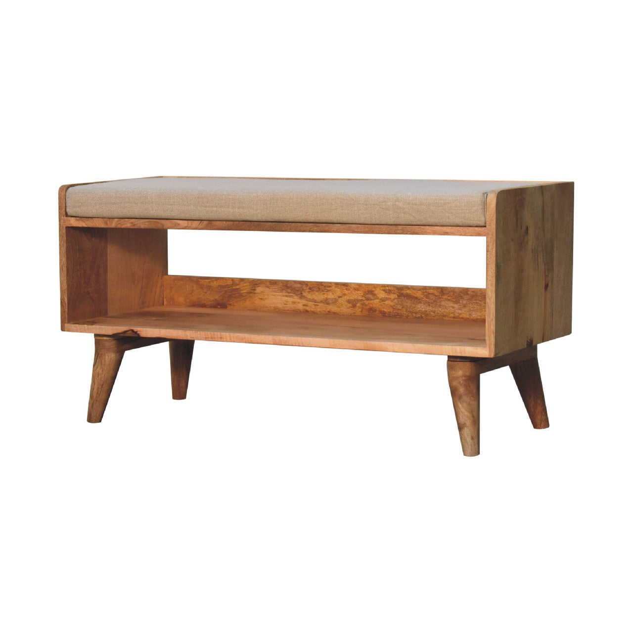 Oak-ish Nordic Storage Bench With Mud Linen | Hidden Storage