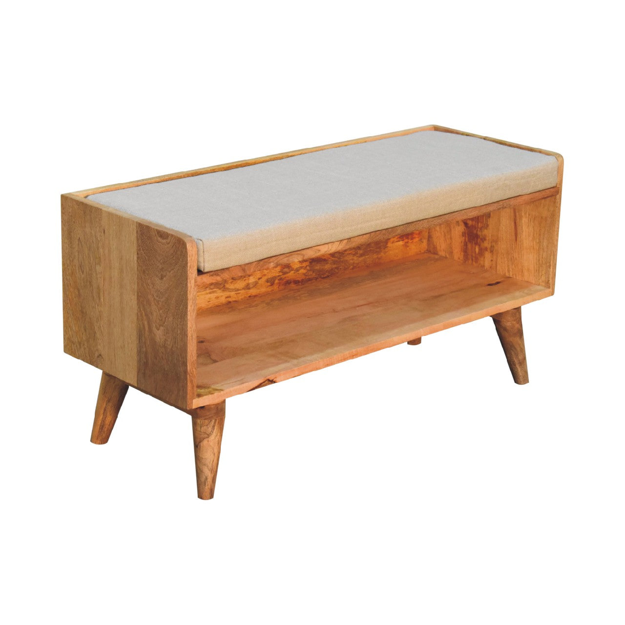Oak-ish Nordic Storage Bench With Mud Linen | Hidden Storage