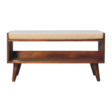 Boucle Nordic Storage Bench | Chestnut Hidden Storage