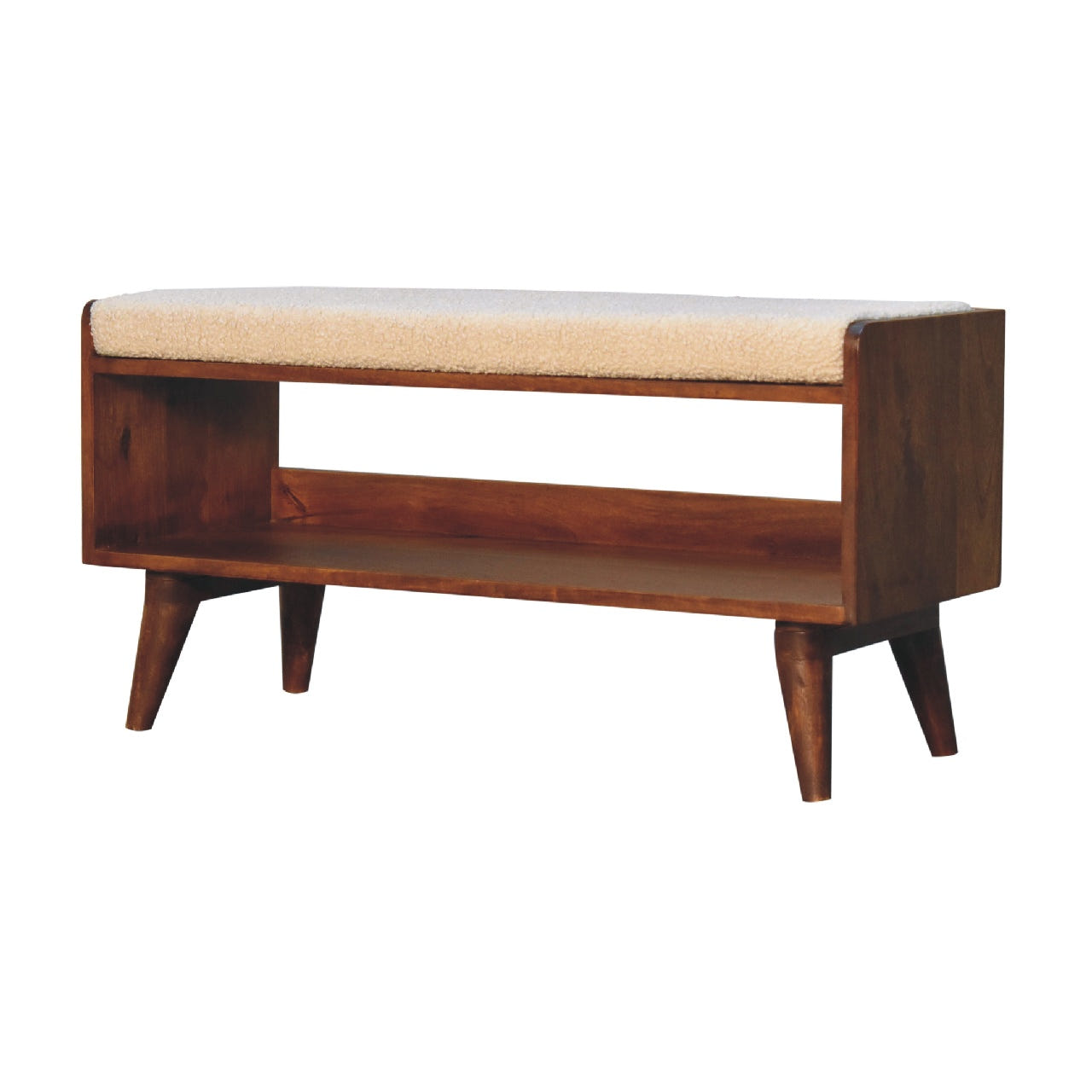 Boucle Nordic Storage Bench | Chestnut Hidden Storage