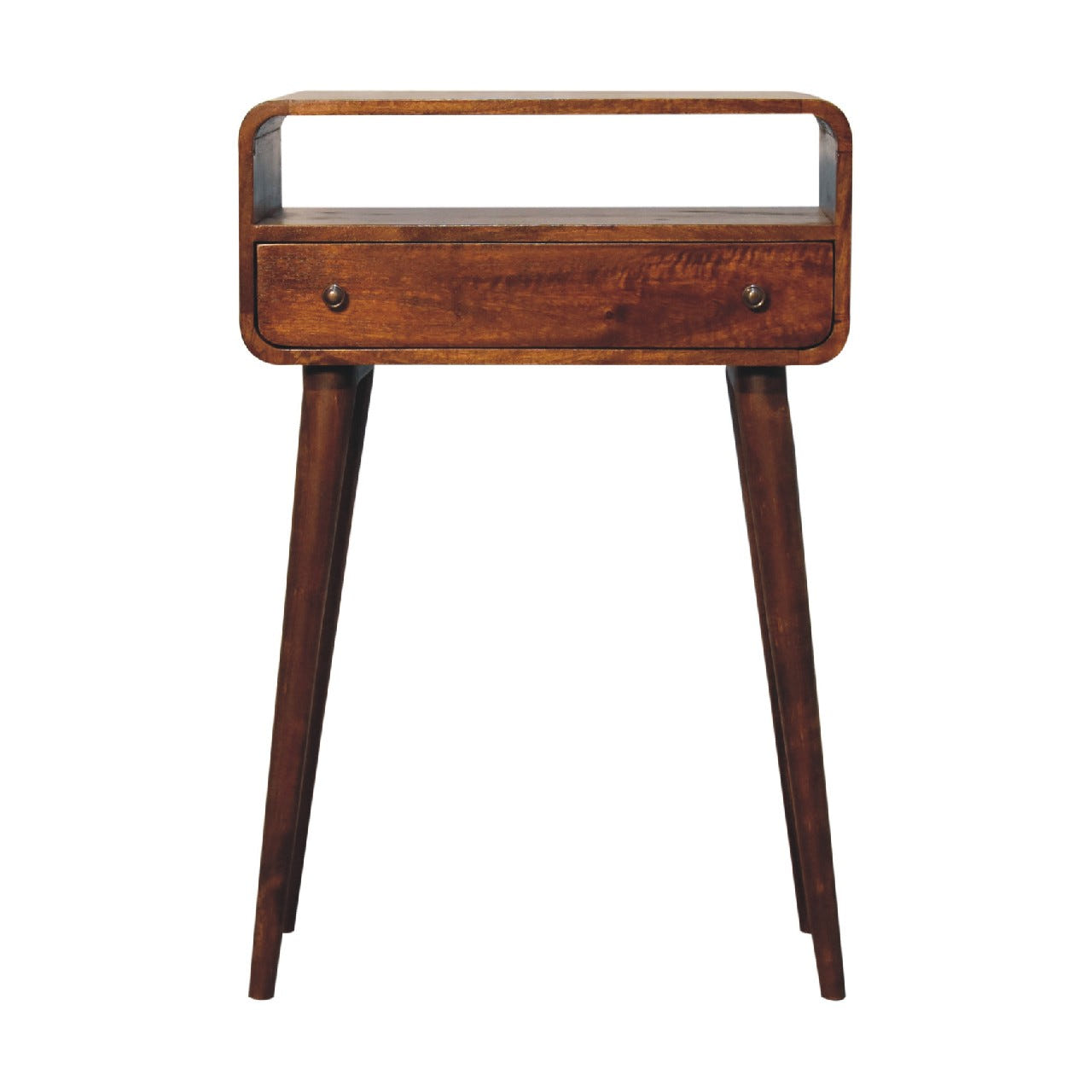 Chestnut Nordic Style One Drawer & One Open Slot Chest of Drawers