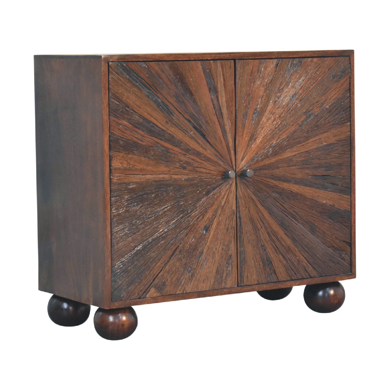 Sunrise Ball Walnut Chest of Drawers | Brass Solid Mango Wood Default Title