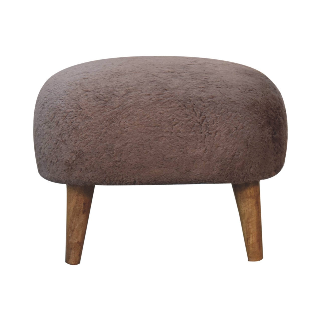 Mocha Faux Fur Square Footstool