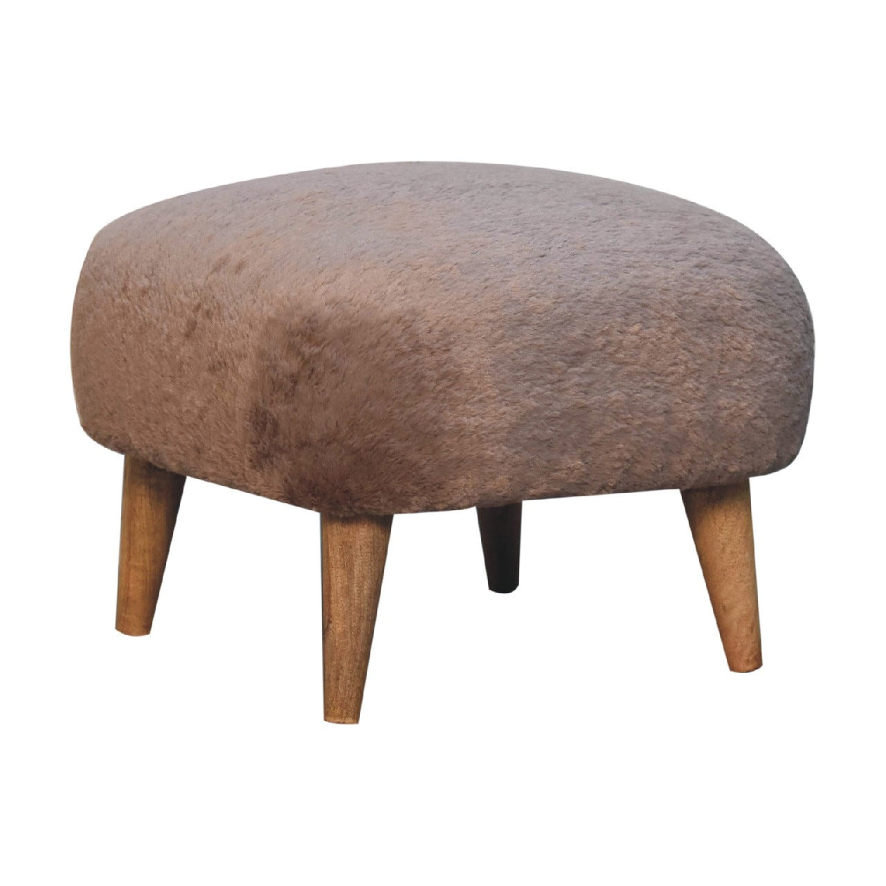 Mocha Faux Fur Square Footstool