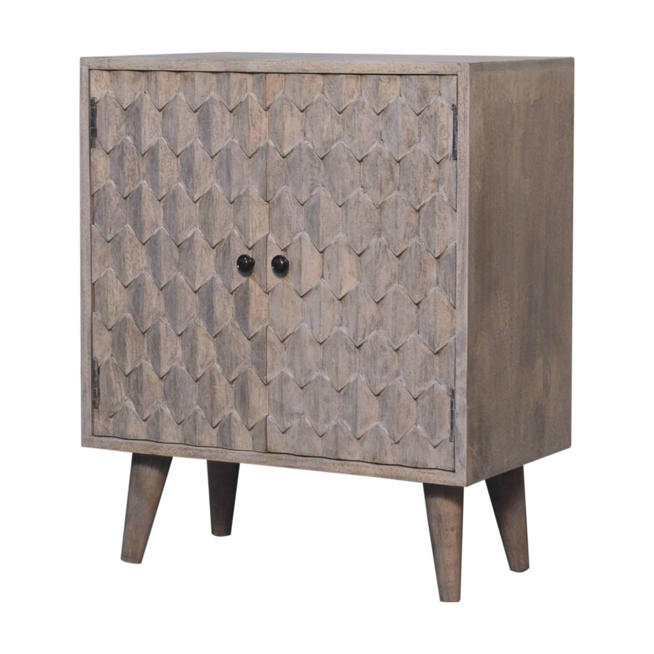 Mini Pineapple Carved Stone Finish Chest of Drawers | Hand-Carved
