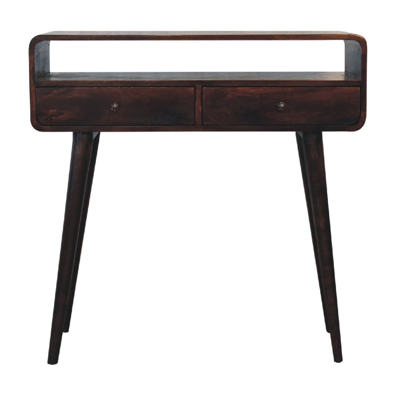 Curved Walnut Console Table