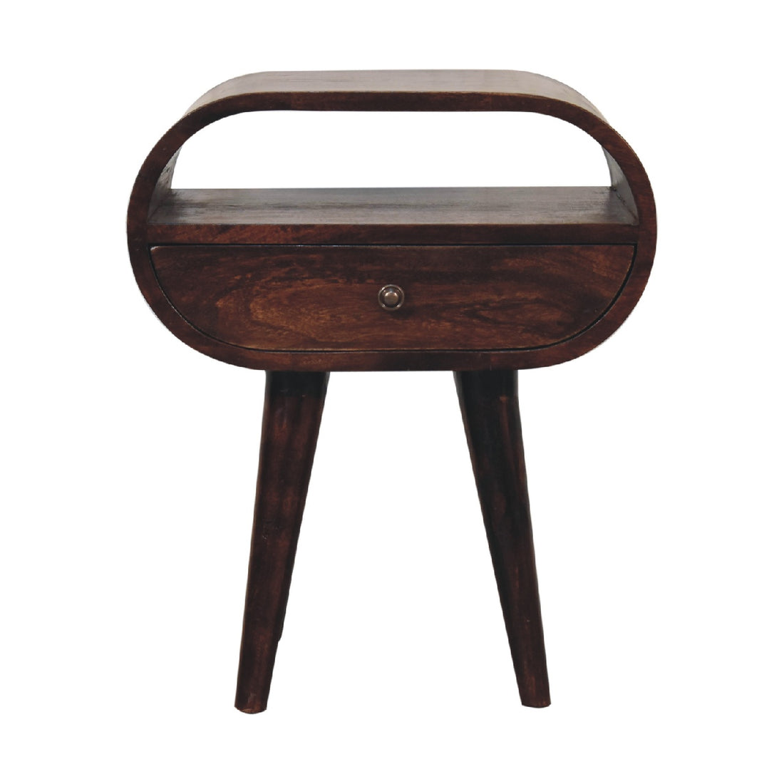 Walnut Circular Bedside with Open Slot