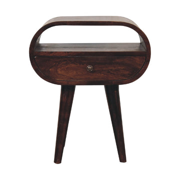 Walnut Circular Bedside with Open Slot