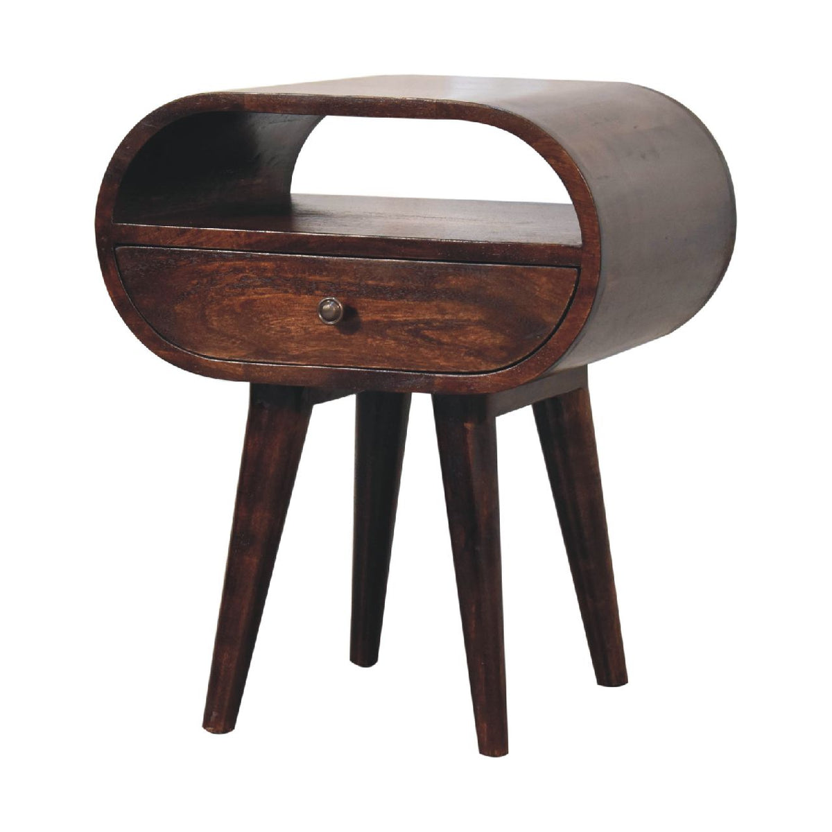 Walnut Circular Bedside with Open Slot