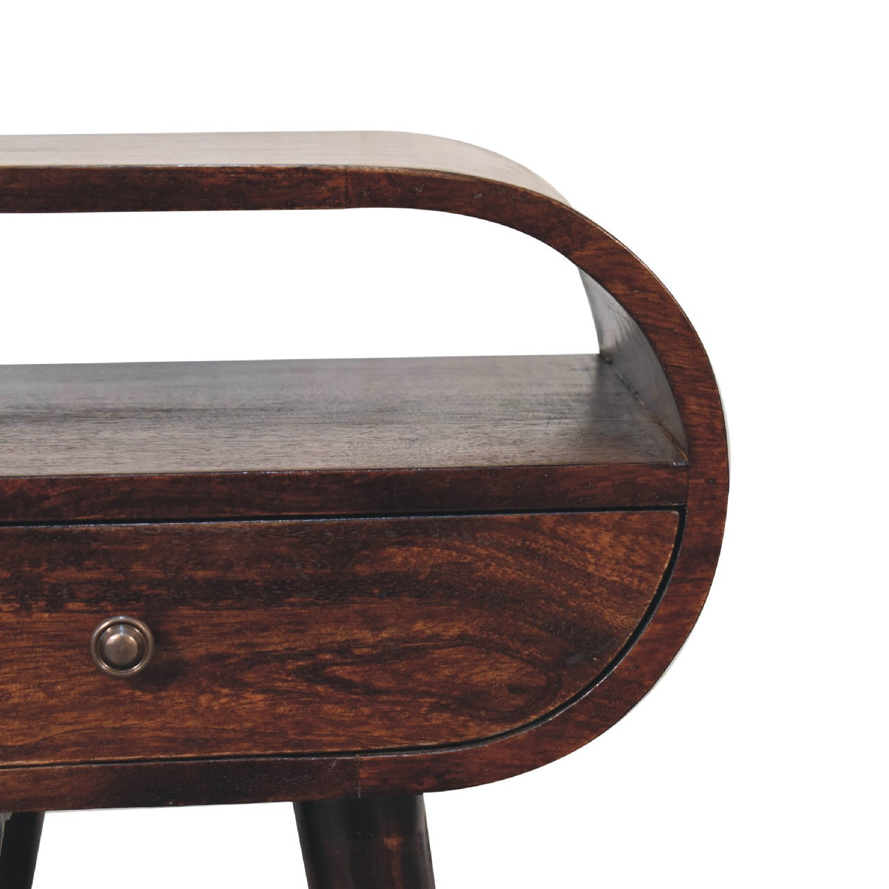 Walnut Circular Bedside with Open Slot