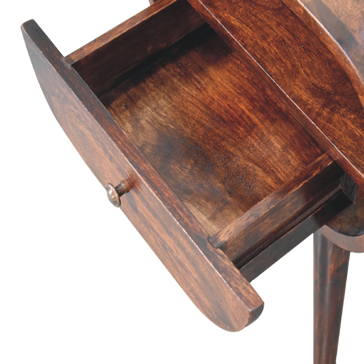 Walnut Circular Bedside with Open Slot