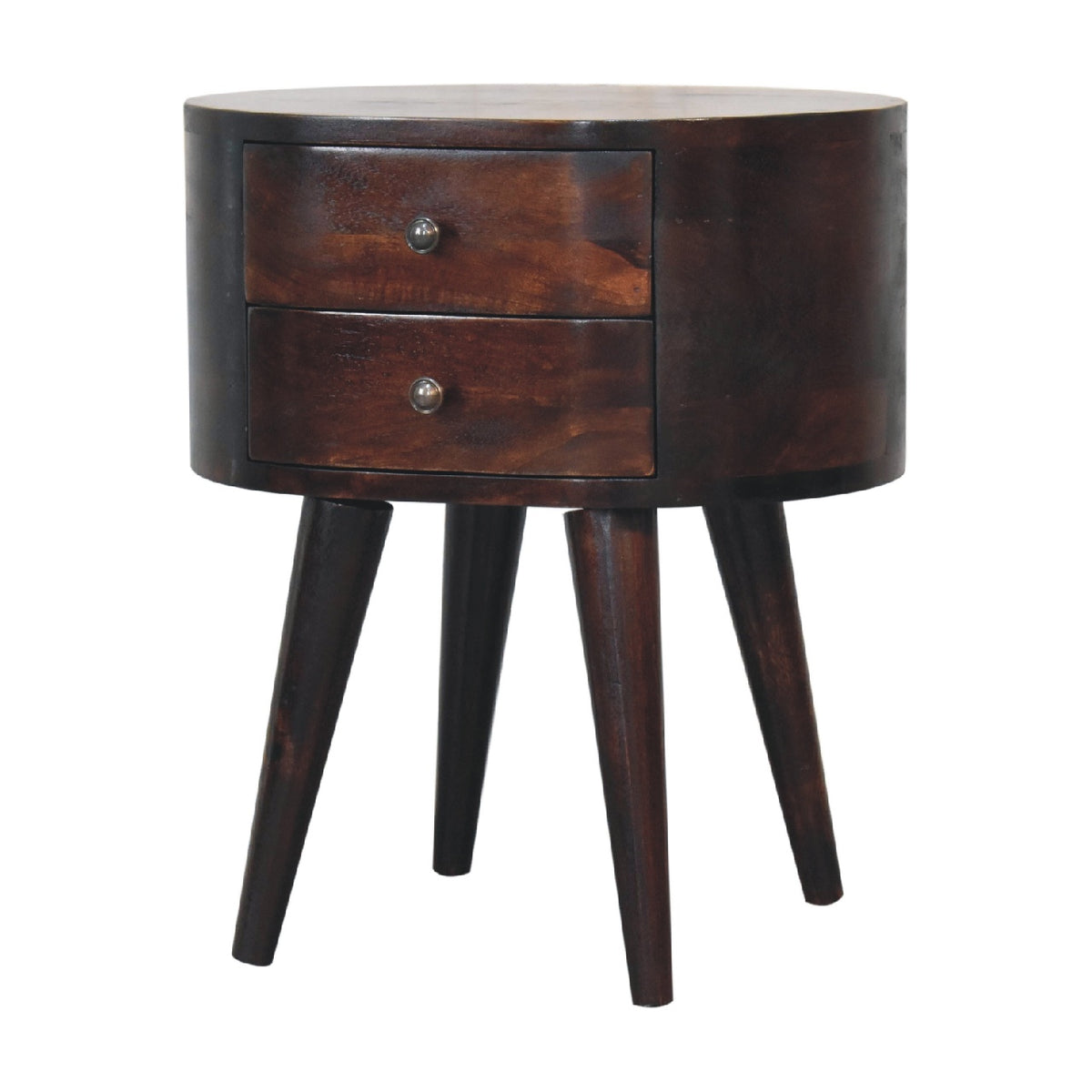 Walnut Rounded Bedside Table