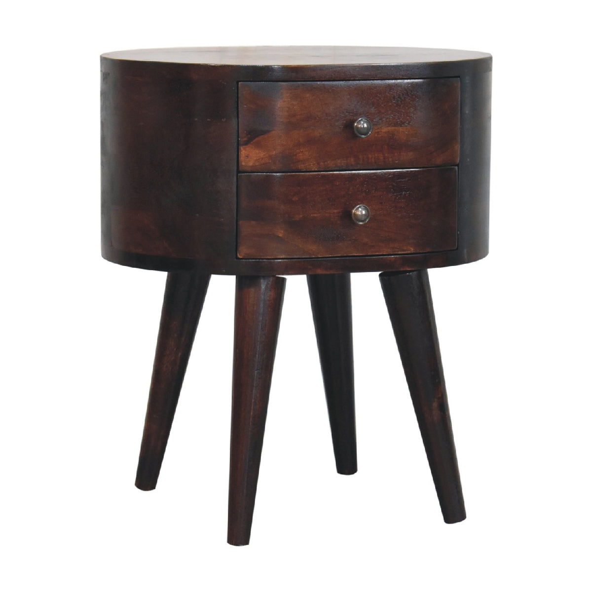 Walnut Rounded Bedside Table